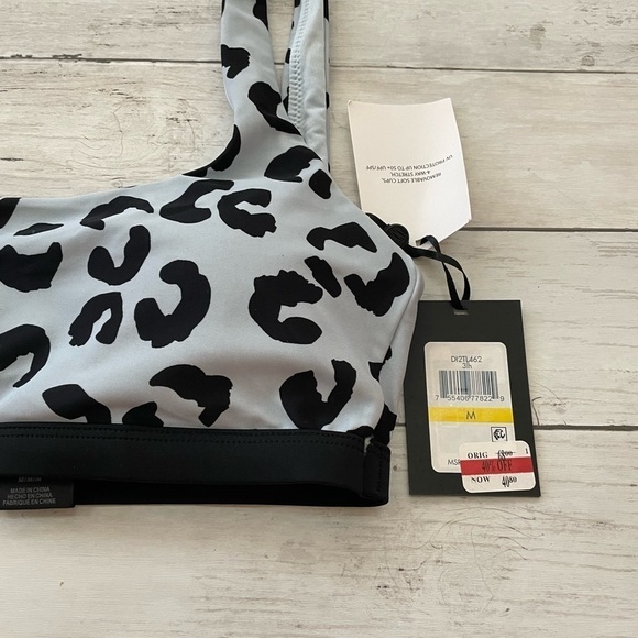 DKNY BLACK LEOPARD LIGHT BLUE Leopard-Print Bikini Swim Top - Picture 7 of 7